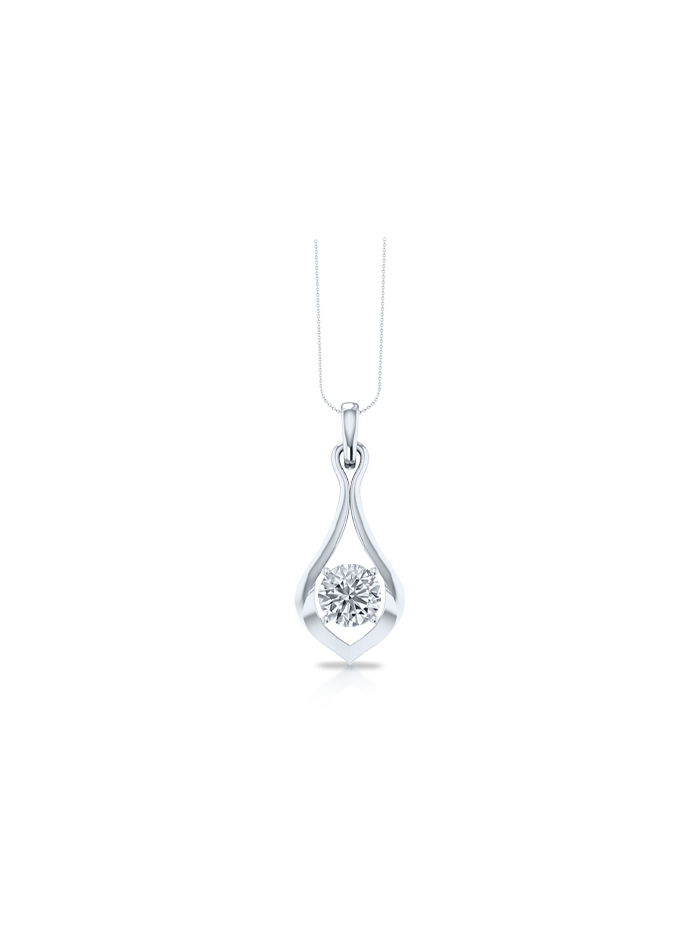 Lab Grown Diamond Solitaire Pendant-14K White Gold-4 Prong 303-Round 1 ct TW class=
